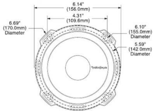 6.14" (156.0mm) 4.31" (109.6mm) 6.69" (170.0mm) Diameter 6.10" (155.0mm) Diameter 5.59" (142.0mm) Diameter *radial axis