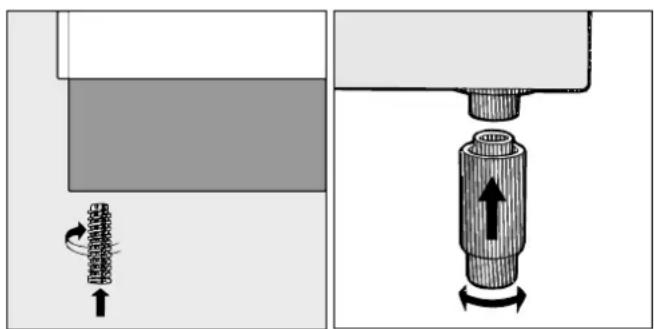 Diagram showing a mechanical press or clamping mechanism with rotating components and directional arrows (no text or symbols).