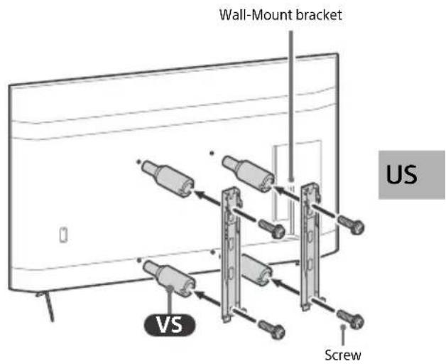 SONY Bravia XBR-65X90CH - Attach the Wall-Mount Bracket (not supplied) using the screws (not supplied). - 1
