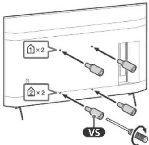 SONY Bravia XBR-65X90CH - Attach the Wall-Mount Attachment (supplied with the TV) to the rear of the TV (to make it parallel with the wall). - 1