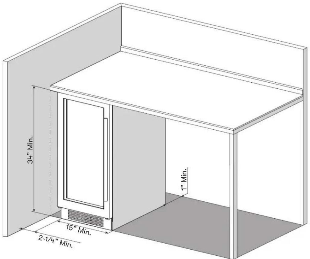 Zephyr Presrv PRW15C01BG - Installation Clearance Requirements - 1