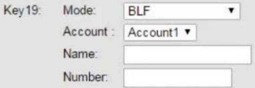 Key19: Mode: BLF Account : Account1 Name: Number: