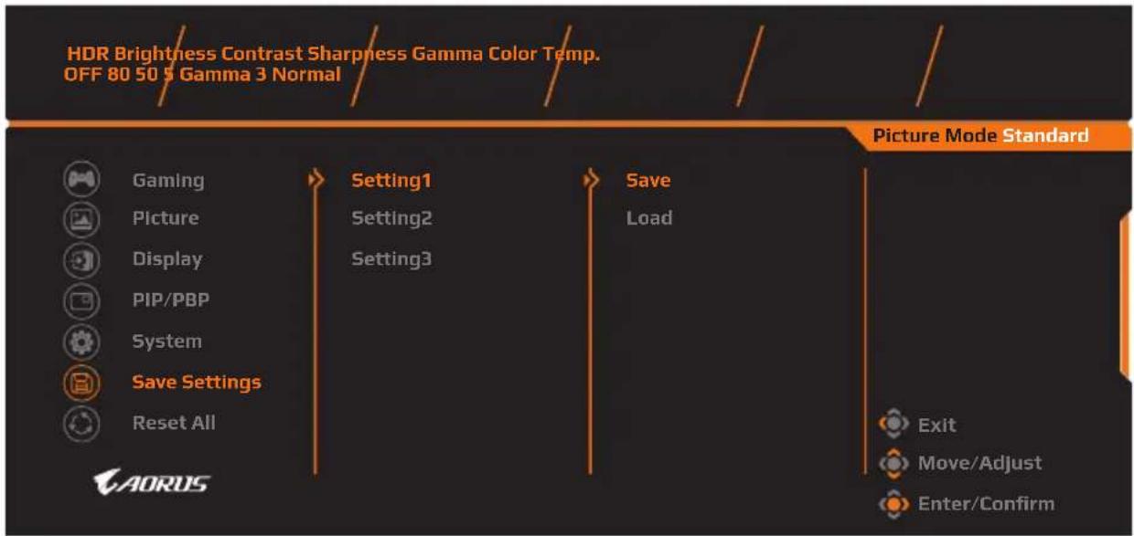 GIGABYTE Aorus FI27Q-EK - Save Settings - 1