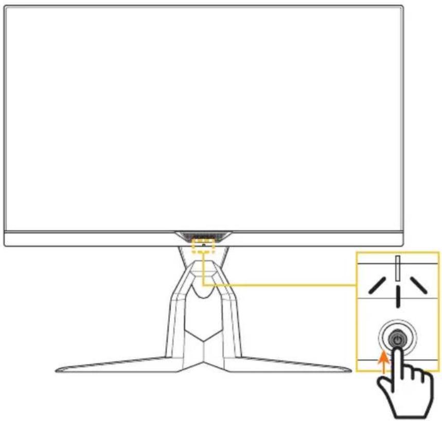 Diagram showing a computer monitor with a hand interacting with a touchscreen button, labeled in Chinese.