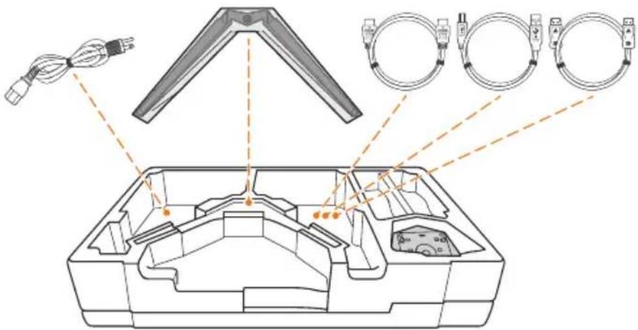 Technical diagram showing cable installation and connection points in a device housing, with labeled components and wiring connections.