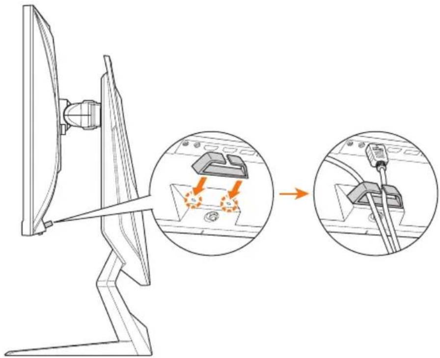 Technical diagram showing a device with a close-up view of its internal components and a magnified view of the component being inserted into a plug.