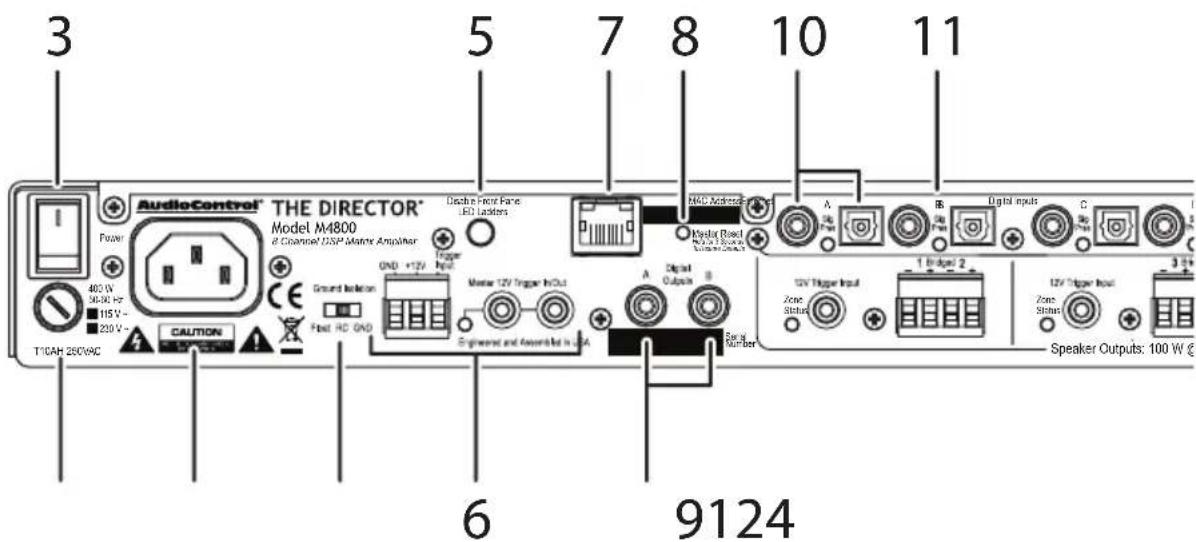 3 AudioControl® THE DIRECTOR® Model M4800 Channel 235V Motors Amplifier Power 40V W 96.0V Hz 115V - 220V - CAUTION Ground Inletion First AC OND CNF +12V Trigger Input Master 12V Trigger InOut Engineered and Assembly in LGA MAD Address Master Board Rear & Saddle Signal Number A B Digital inputs 10 11 17 18 19 20 21 22 23 24 25 26 27 28 29 30 31 32 33 34 35 36 37 38 39 40 41 42 43 44 45 46 47 48 49 50 51 52 53 54 55 56 57 58 59 60 61 62 63 64 65 66 67 68 69 70 71 72 73 74 75 76 77 78 79 80 81 82 83 84 85 86 87 88 89 90 91 92 93 94 95 96 97 98 99 100 W @