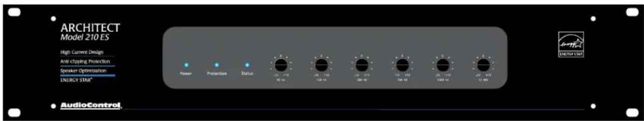 ARCHITECT Model 210 ES High Current Design Anti-clipping Protection Speaker Optimization ENERGY STAR® Power Protection Status 30.00 25.00 20.00 15.00 10.00 5.00 2.00 1.00 0.50 0.25 0.10 AudioControl.