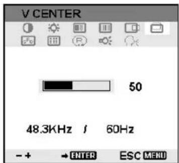 V CENTER 50 48.3KHz j 60Hz - + → ENTER ESC MENU