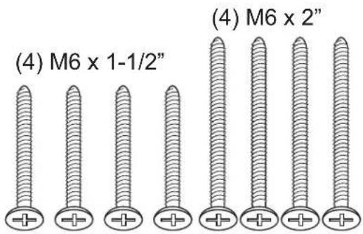 (4) M6 x 1-1/2" (4) M6 x 2"