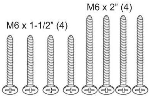 M6 x 1-1/2" (4) M6 x 2" (4)