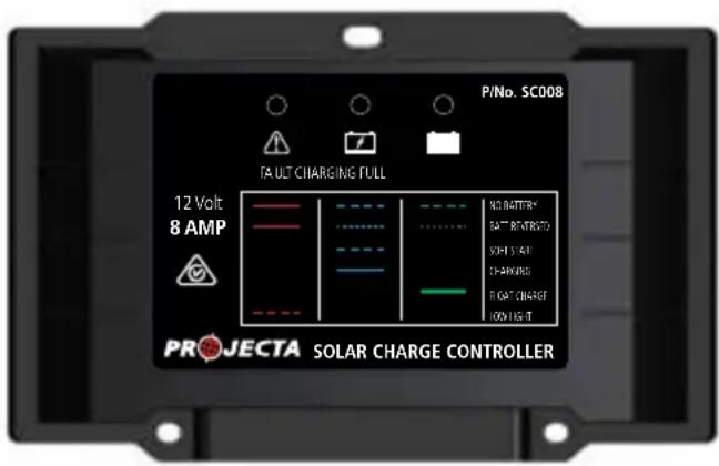 P/No. SC008 FAULT CHARGING FULL 12 Volt 8 AMP NO BATTERY 5A" RENTERS 5GH 1 VOLT CHARGERS 3 GAT CHARGE 10V H/S IT PROJECTA SOLAR CHARGE CONTROLLER