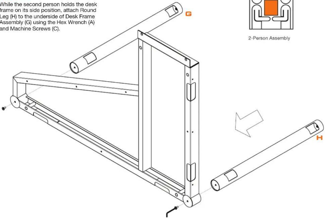 BDI Sequel 6018 - Attach Leg to Desk Frame - 2