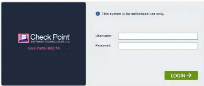 Check Point SOFTWARE TECHNOLOGIES LTD. Gao Portal R80.10 This system is for authorized use only. Username: Password: LOGIN →