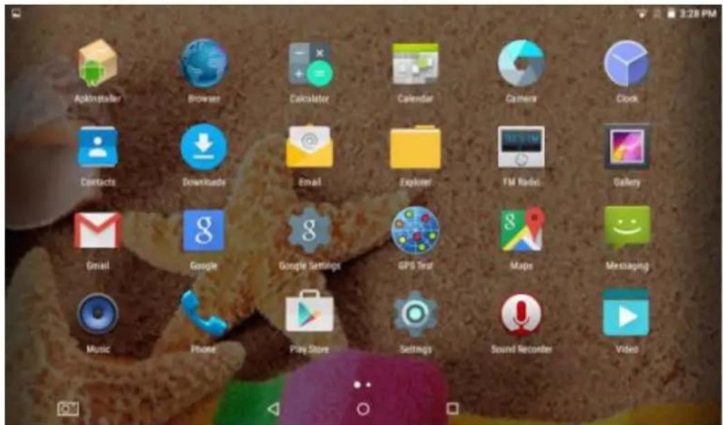 Aiplastar Browser Calculator Calendar Camera Clock Contacts Downloads Email Explorer FM Radio Gallery Email Google Google Settings GPS feed Maps Messaging Music Phone Play Store Settings Sound Recorder Video