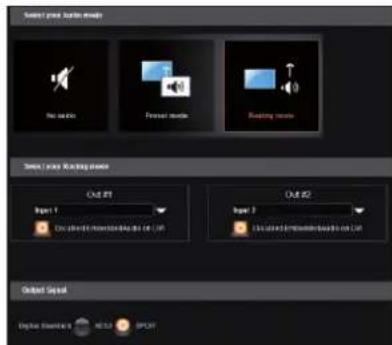 Select sound playback mode No audio Preview mode Receiving mode Select sound playback mode OUT 20 Input 1 Output 20 Output 3 Output 4 Output Signal Digital Elements: RED SPECT