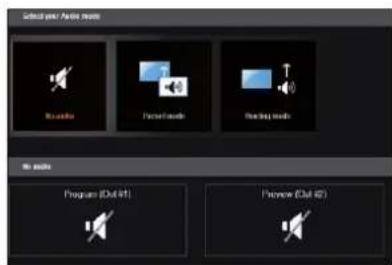 Select your / audio mode Video Audio mode Audio mode No mode Program (Out 41) Preview (Out 42)