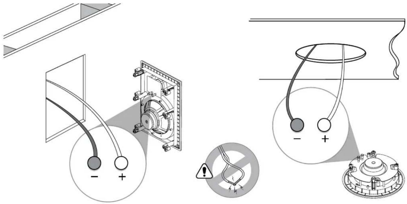 Technical diagram showing electrical wiring connections and safety warning symbols for a lamp or switch assembly.