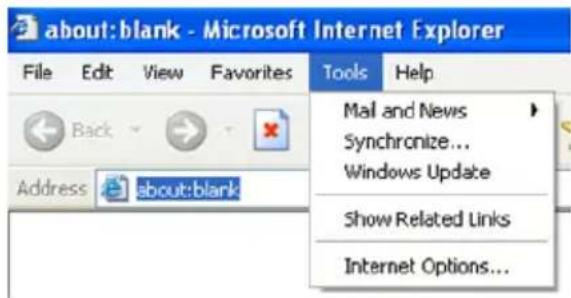 about:blank - Microsoft Internet Explorer File Edit View Favorites Tools Help Back Address about:blank Mail and News Synchronize... Windows Update Show Related Links Internet Options...