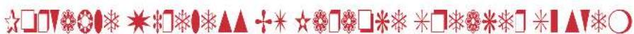 Row of stylized symbols including stars, circles, and triangles with standard line notation