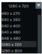 1280 x 720 480 x 270 640 x 360 640 x 400 640 x 480 848 x 480 1280 x 720 1280 x 800