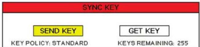 SYNC KEY SEND KEY KEY POLICY: STANDARD GET KEY KEYS REMAINING: 255