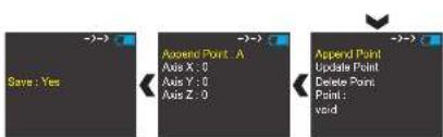 Save : Yes Append Point .A Axis X : 0 Axis Y : 0 Axis Z : 0 Append Point Update Point Delete Point Print : void