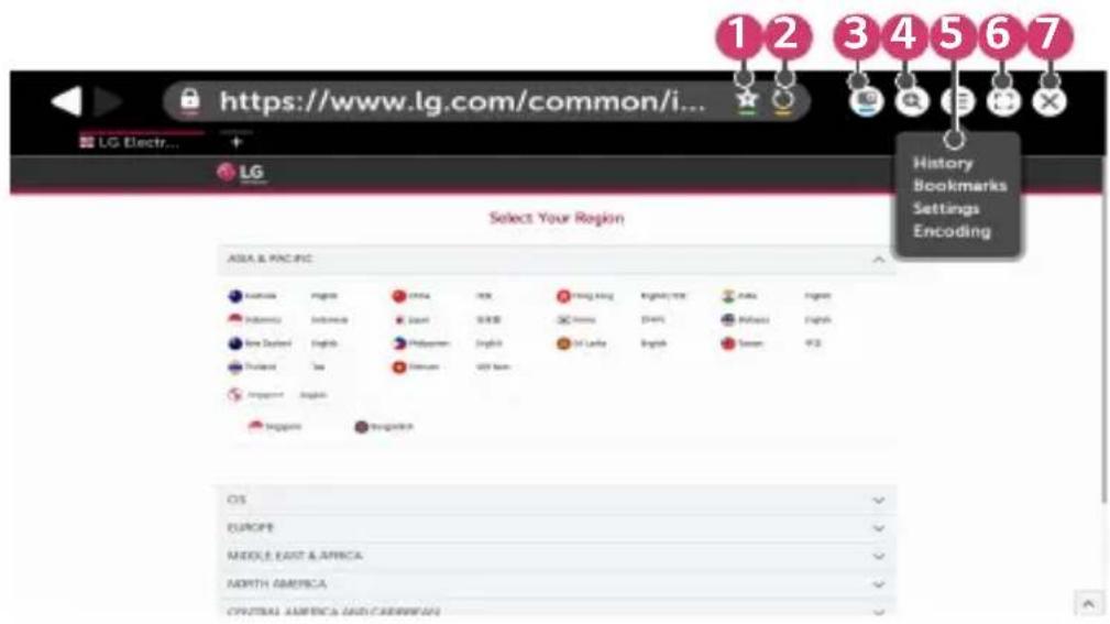 12 34567 https://www.lg.com/common/i... LG Electr... LG Select Your Region History Bookmarks Settings Encoding ASA & PACIFIC Australia Europe China East China North Korea India England Indonesia Indonesia Japan USA South Korea France England New Zealand English Japanese English St. Luke English Taiwan P.O. Poland Sea United States US Singapore Singapore Singapore Singapore OS EUROPE MIDDLE EAST & AFRICA NORTH AMERICA CENTRAL AMERICA AND CABBWIAN
