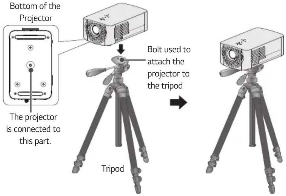 Bottom of the Projector The projector is connected to this part. Tripod Bolt used to attach the projector to the tripod