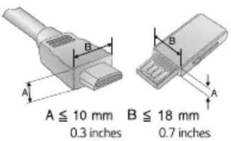 A ≤ 10 mm 0.3 inches B ≤ 18 mm 0.7 inches