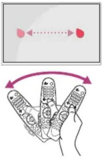 Diagram illustrating the bidirectional movement of a remote control with labeled buttons and directional arrows
