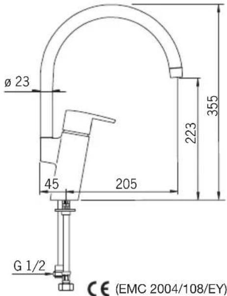 Ø 23 45 205 G 1/2 223 355 CE (EMC 2004/108/EY)