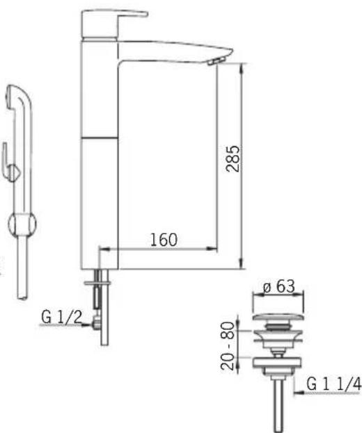 285 160 G 1/2 ø 63 20-80 G 1 1/4