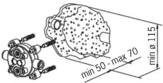 min 50 - max 70 min Ø 115
