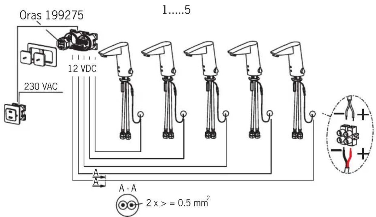 Oras 199275 1......5 230 VAC 12 VDC A A - A 2 x > = 0.5 mm²