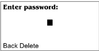 Enter password: ■ Back Delete