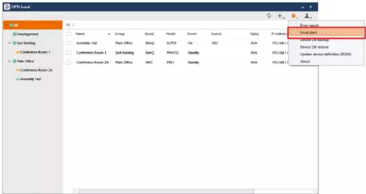 DNS Local All Uncategorized East Building Conference Room 1 Main Office Conference Room 2A Assembly Hall Name Group Brand Model Power Source Status IP Address Assembly Hall Main Office BenQ SU754 Oe VID N/A 192.168.1.0 Conference Room 1 East Building BenQ MW732 Standby N/A 192.168.1.0 Conference Room 2A Main Office NBC F501 Standby N/A 192.168.1.0 Email report Email alert Device Db Backup Device Db restore Update device definition (JSON) About