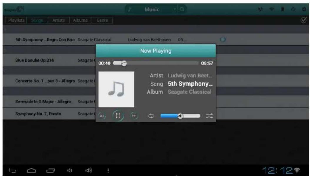 SEAGATE STCG4000100 - To control the currently playing song: - 1