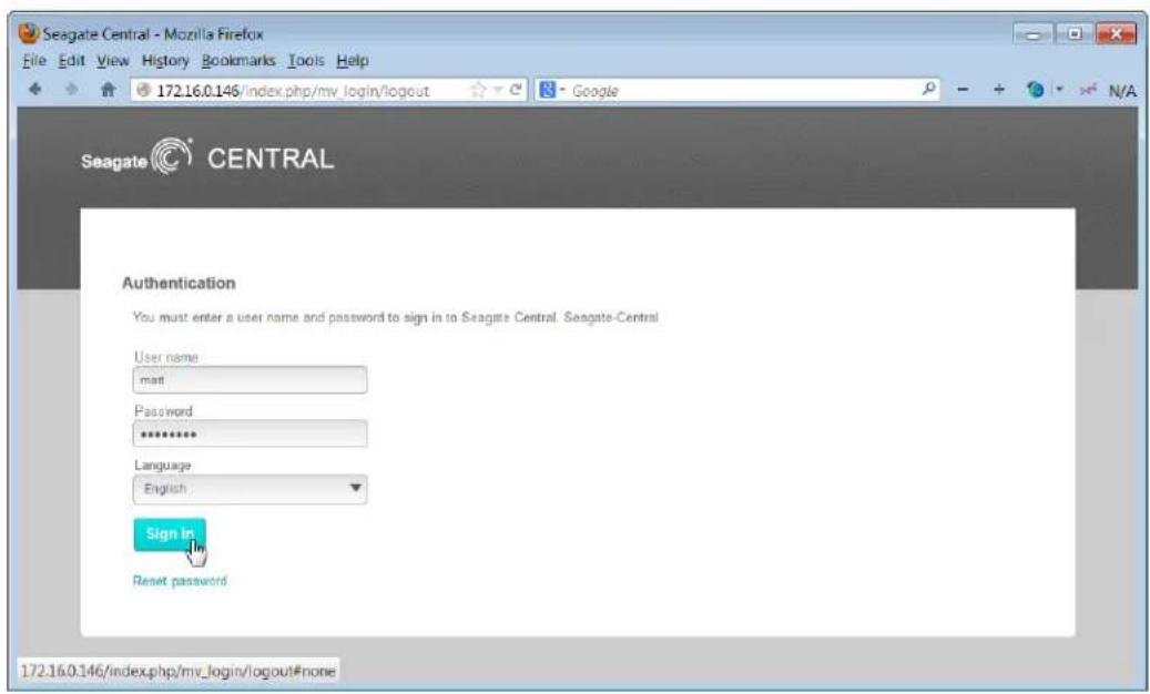 SEAGATE STCG4000100 - Logging In to Your Seagate Central - 1