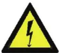 Yellow triangular warning sign with black lightning bolt symbol indicating electrical hazard