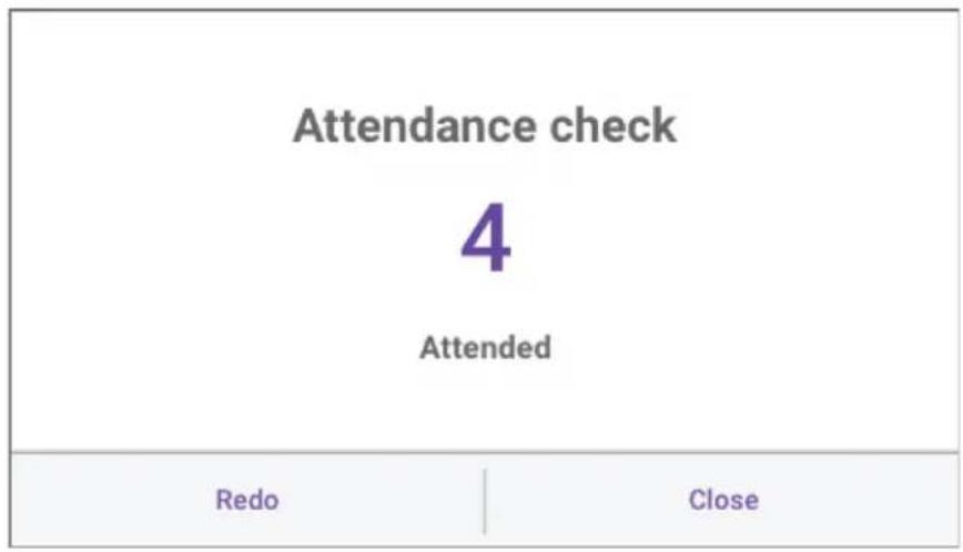 Attendance check 4 Attended Redo | Close