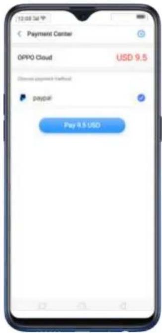 12:00 Sat Payment Center OPPO Cloud USD 9.5 Discount payment (T-Mobile) paypal Pay 8.5 USD