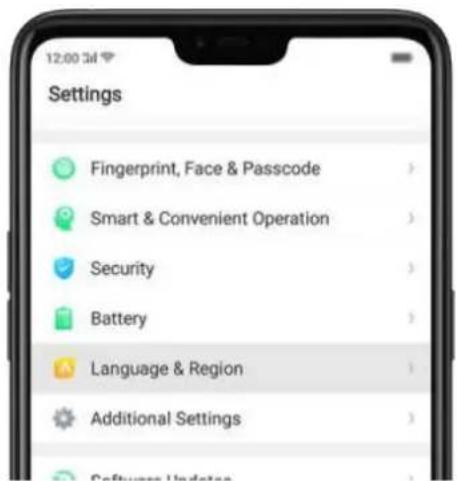 12:00 3d Settings Fingerprint, Face & Passcode Smart & Convenient Operation Security Battery Language & Region Additional Settings