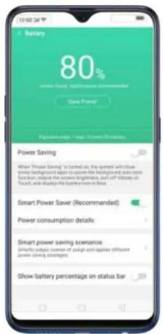 Battery 80% Power Saving (Recommended) Save Power Applicable - Help October 2016 Power Saving Where "Power Saving" is included, the impact will continue to be a good background again to ensure the background's progress function, ensure the screen lengthless, don't off video on TrustC, and display the battery home in line. Smart Power Saver (Recommended) Power consumption details Smart power saving scenarios (Allow subject scope of slash-off spines different power saving strategies Show battery percentage on status bar