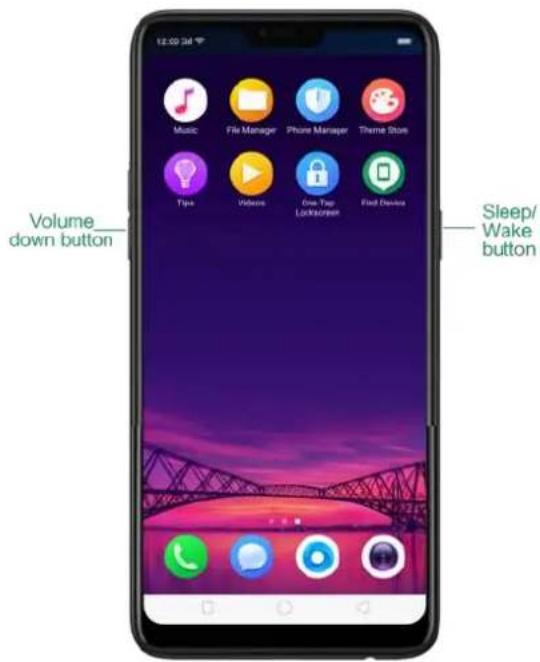 Volume down button Sleep/ Wake button