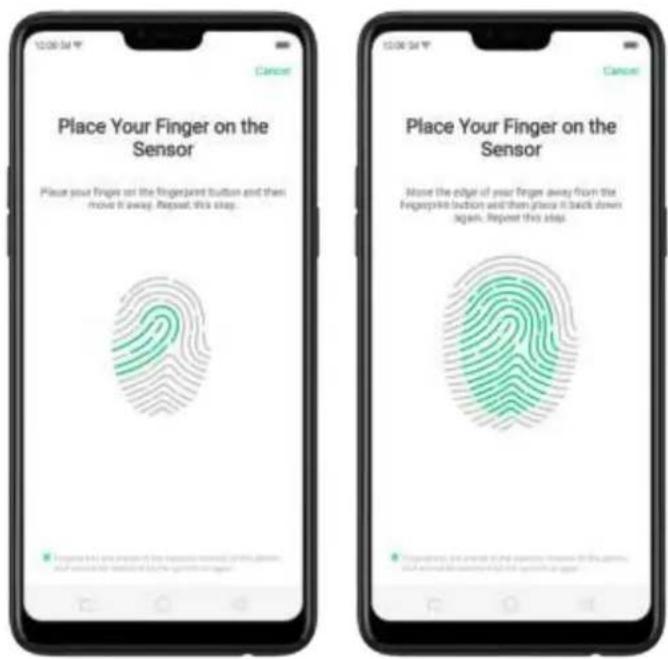 Place Your Finger on the Sensor Please your fingers on the finger-painted button and then move it away. Repeat this step. Place Your Finger on the Sensor Above the edge of your finger away from the Fingerprint button and then place it back down again. Repeat this step.