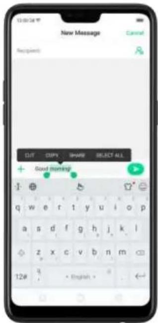 New Message Recipient OUT COPY SHARE SELECT ALL + Good morning! 12# q English
