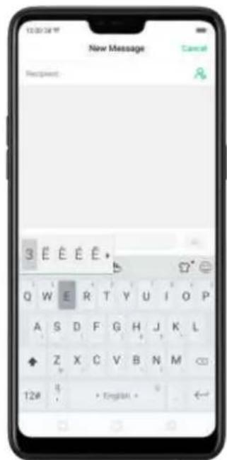 New Message Cancel Recipient: 3 E E E E + Q W E R T Y U I O P A S D F G H J K L Z X C V B N M 12# 5 > English >