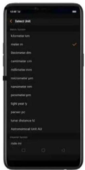 12:00 PM Select Unit Matrix System kilometer km meter m Decimeter dm cercimeter cm millimeter mm micrometer μm nanometer nm picometer pm light year y parsec pc lunar distance Id Astronomical Unit AU instrument burden mile mi
