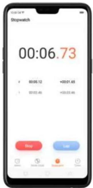 12:00:54 时 Stopwatch 00:06.73 00:05.12 +00:01.65 00:03.48 +00:03.46 Stop Lap